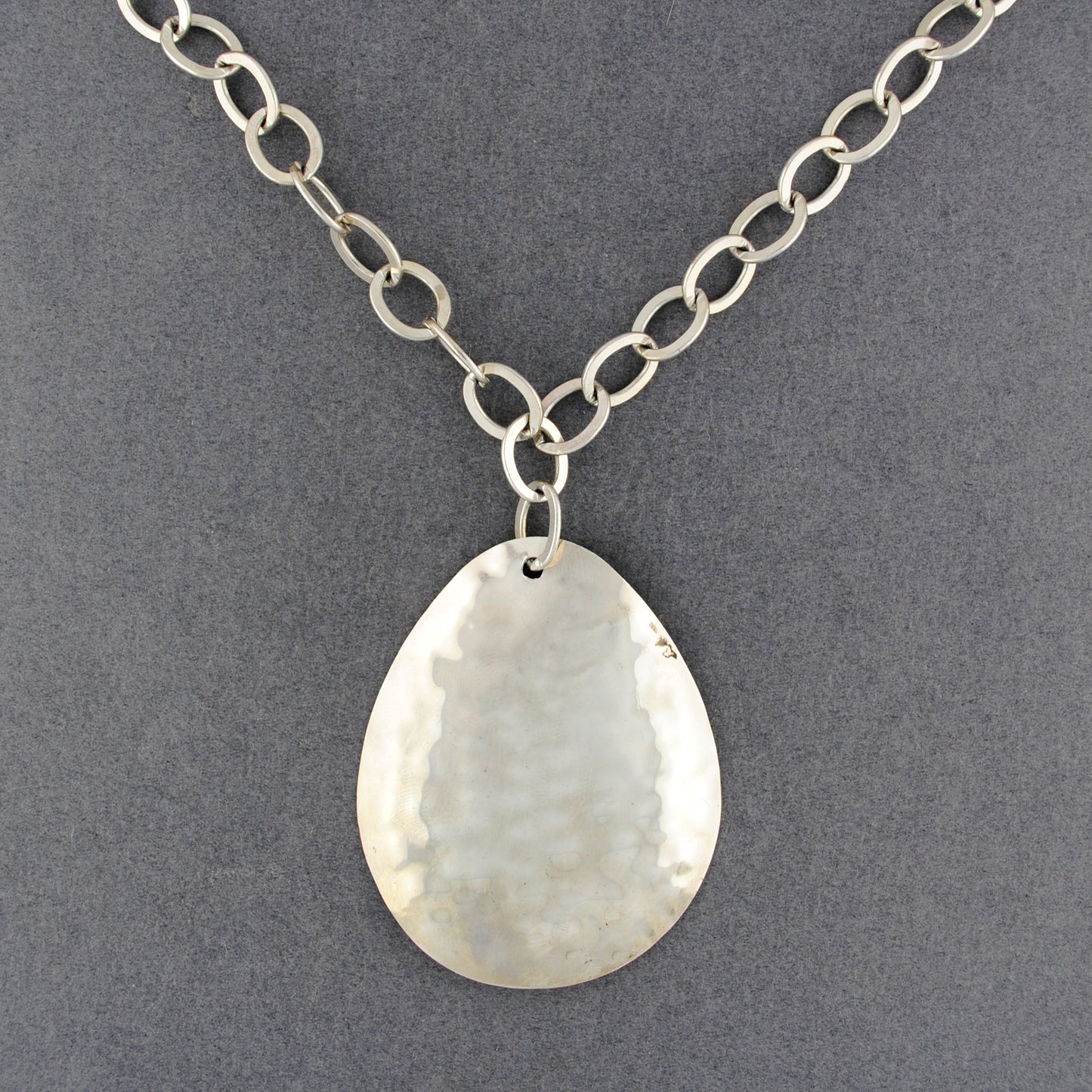 Sterling Silver Hammered Teardrop Necklace