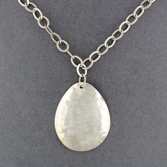 Sterling Silver Hammered Teardrop Necklace