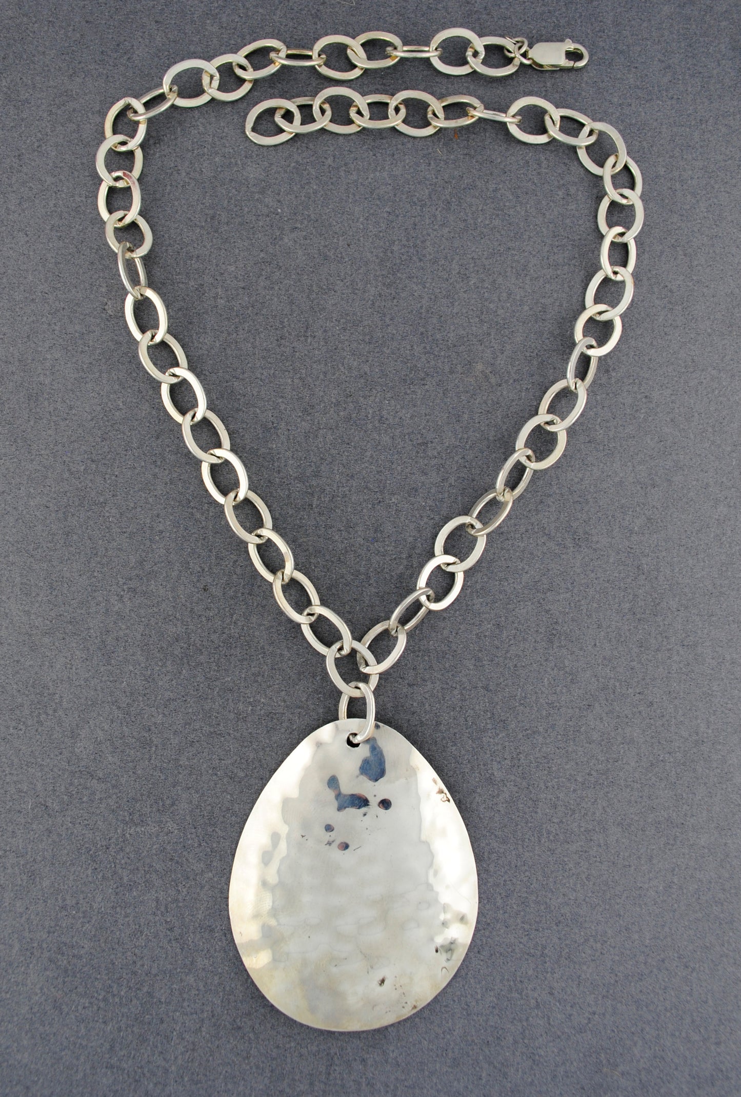 Sterling Silver Hammered Teardrop Necklace