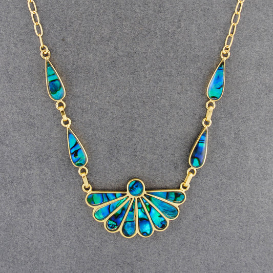 Gold Vermeil Paua Teardrop Fan Necklace
