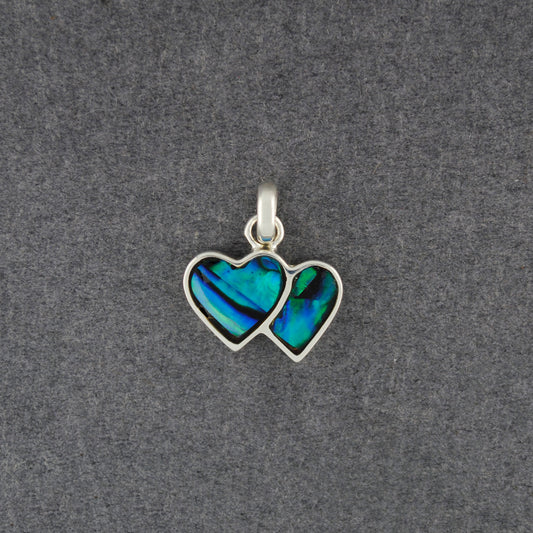 Sterling Silver Paua Double Heart Pendant