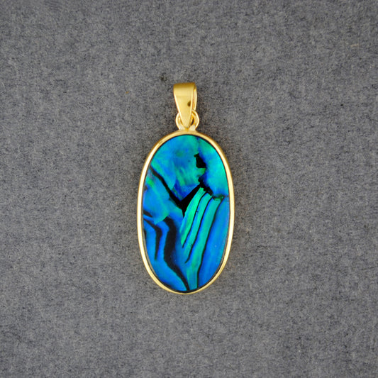 Gold Vermeil Paua Large Oval Pendant