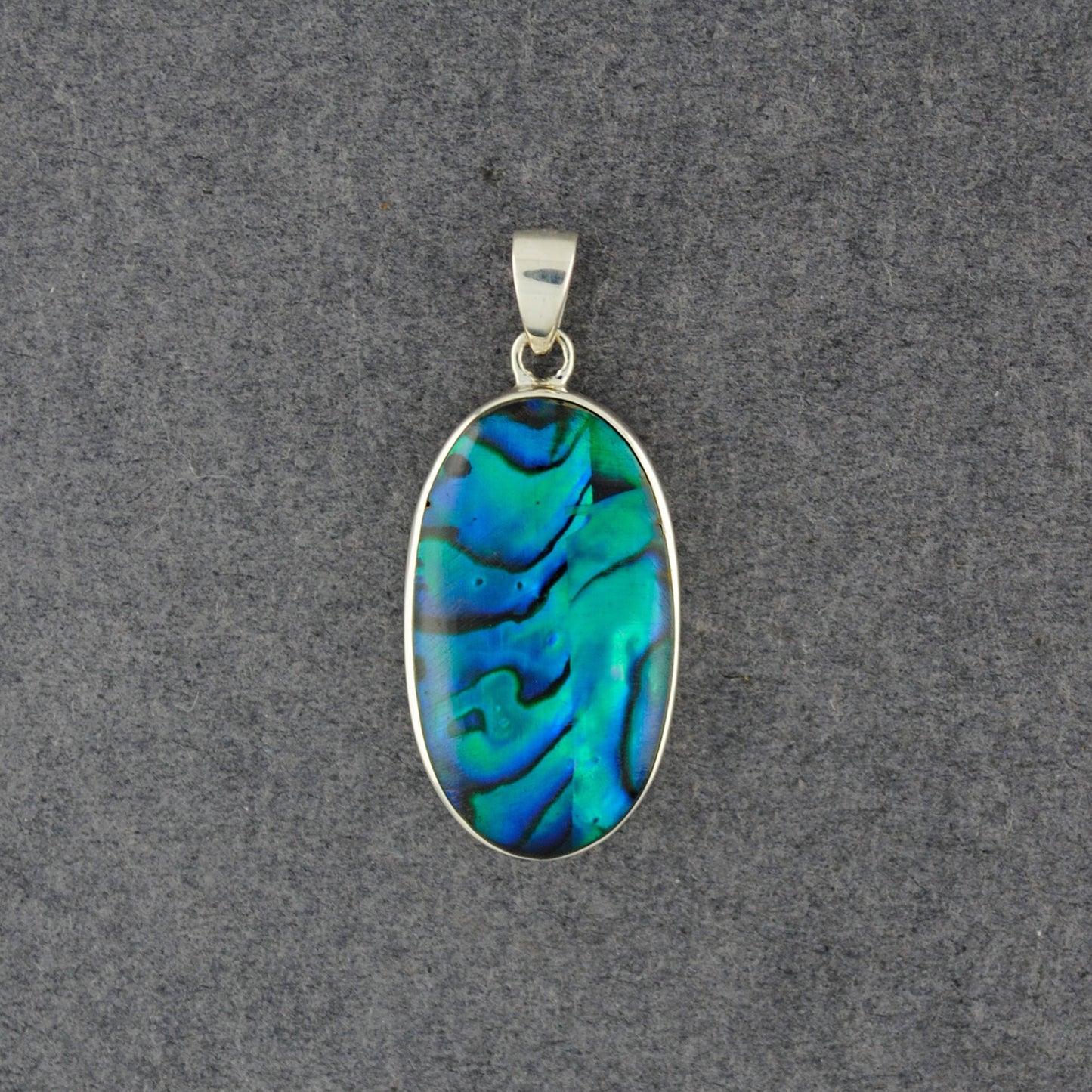 Sterling Silver Paua Large Oval Pendant