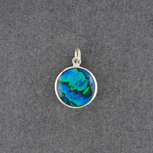 Sterling Silver Paua Medium Circle Pendant