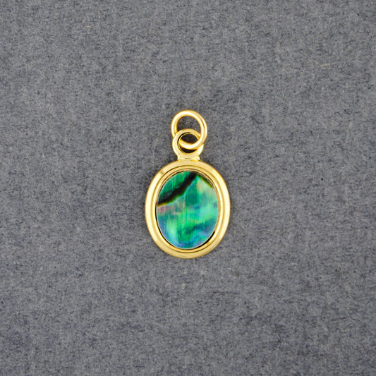 Gold Vermeil Paua Mini Flat Oval Pendant