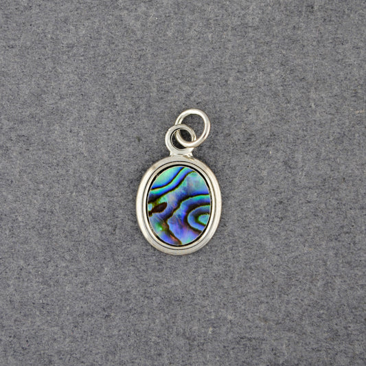 Sterling Silver Paua Mini Flat Oval Pendant