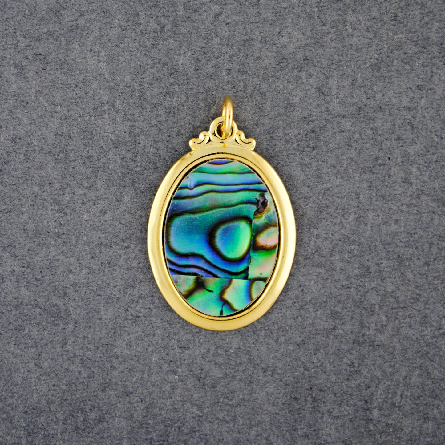 Gold Vermeil Paua Flat Oval Pendant
