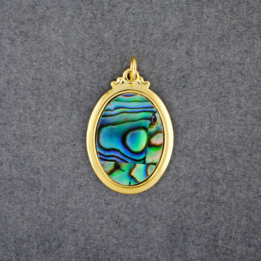 Gold Vermeil Paua Flat Oval Pendant