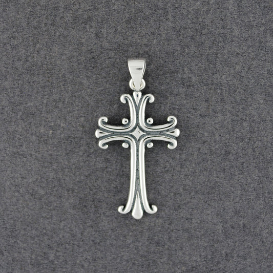 Sterling Silver Deco Cross Pendant