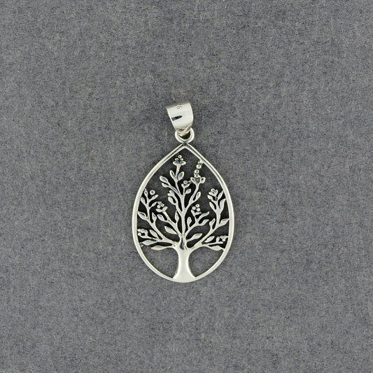 Sterling Silver Tree of Life in Teardrop Pendant