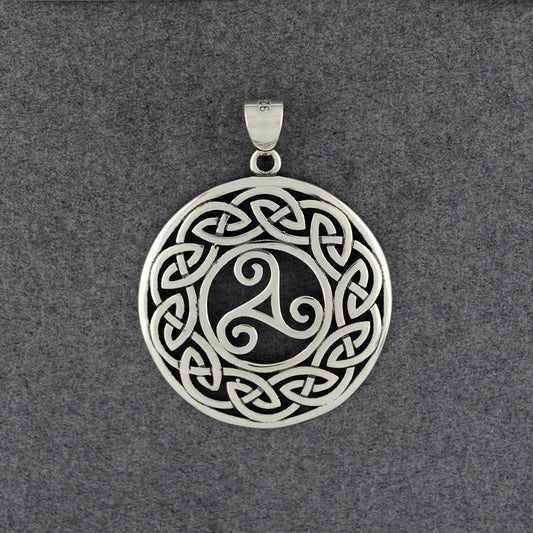 Sterling Silver Triskelion with Weave Pendant