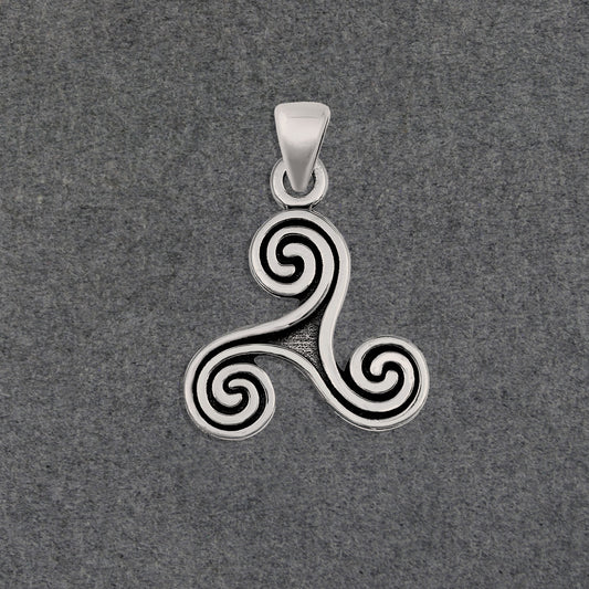 Sterling Silver Antiqued Triskele Pendant