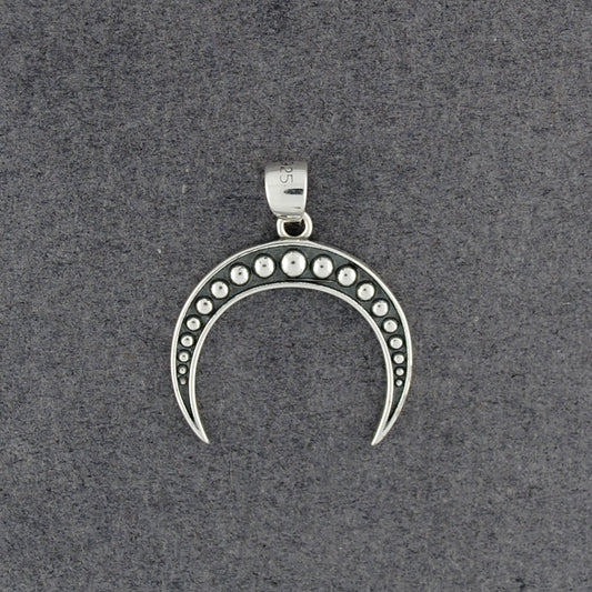 Sterling Silver Dotted Crescent Moon Pendant
