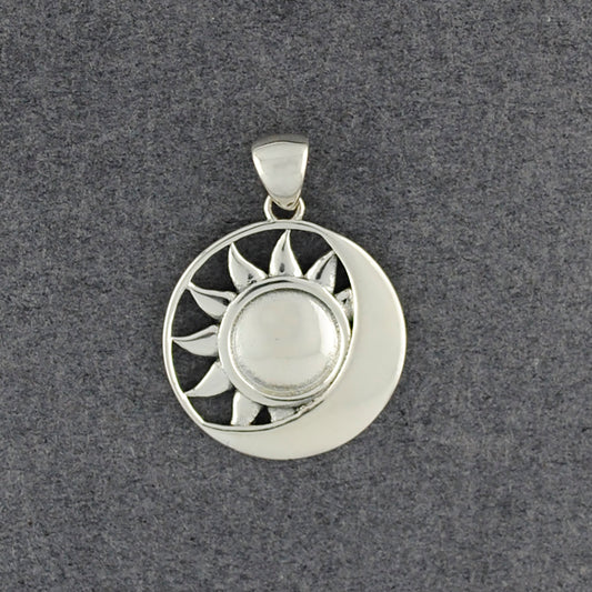 Sterling Silver Sun and Moon Pendant