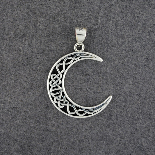 Sterling Silver Woven Celtic Moon Pendant
