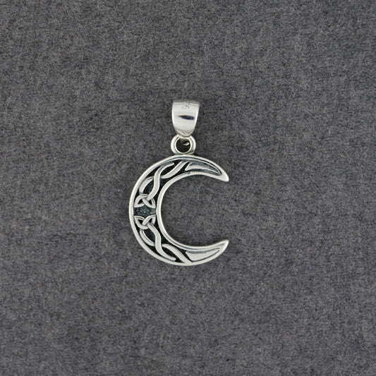 Sterling Silver Small Celtic Moon Pendant