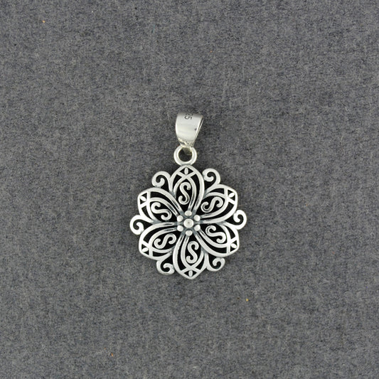 Sterling Silver Stylized Flower Pendant