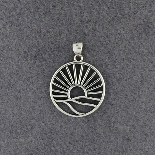Sterling Silver Sun & Hills Pendant