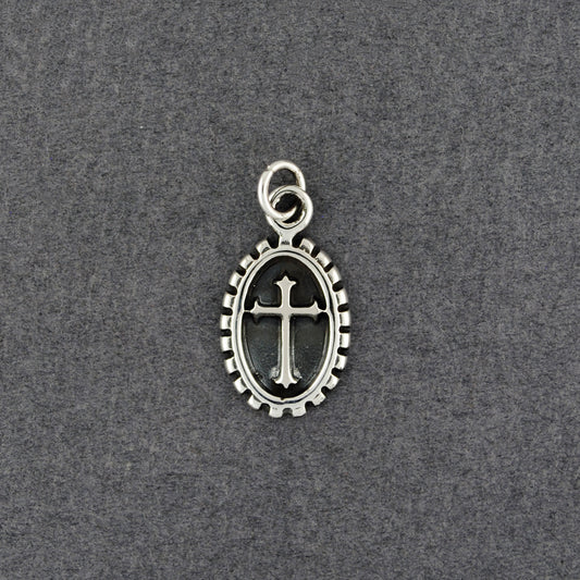 Sterling Silver Antiqued Cross Medallion Pendant