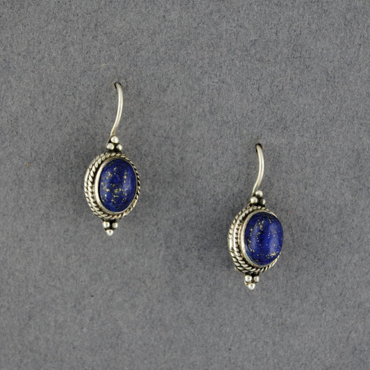 Sterling Silver Lapis Oval Earrings
