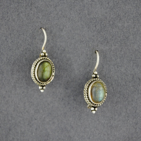 Sterling Silver Labradorite Oval Earrings