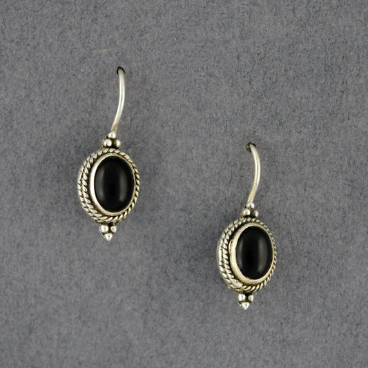 Sterling Silver Onyx Oval Earrings