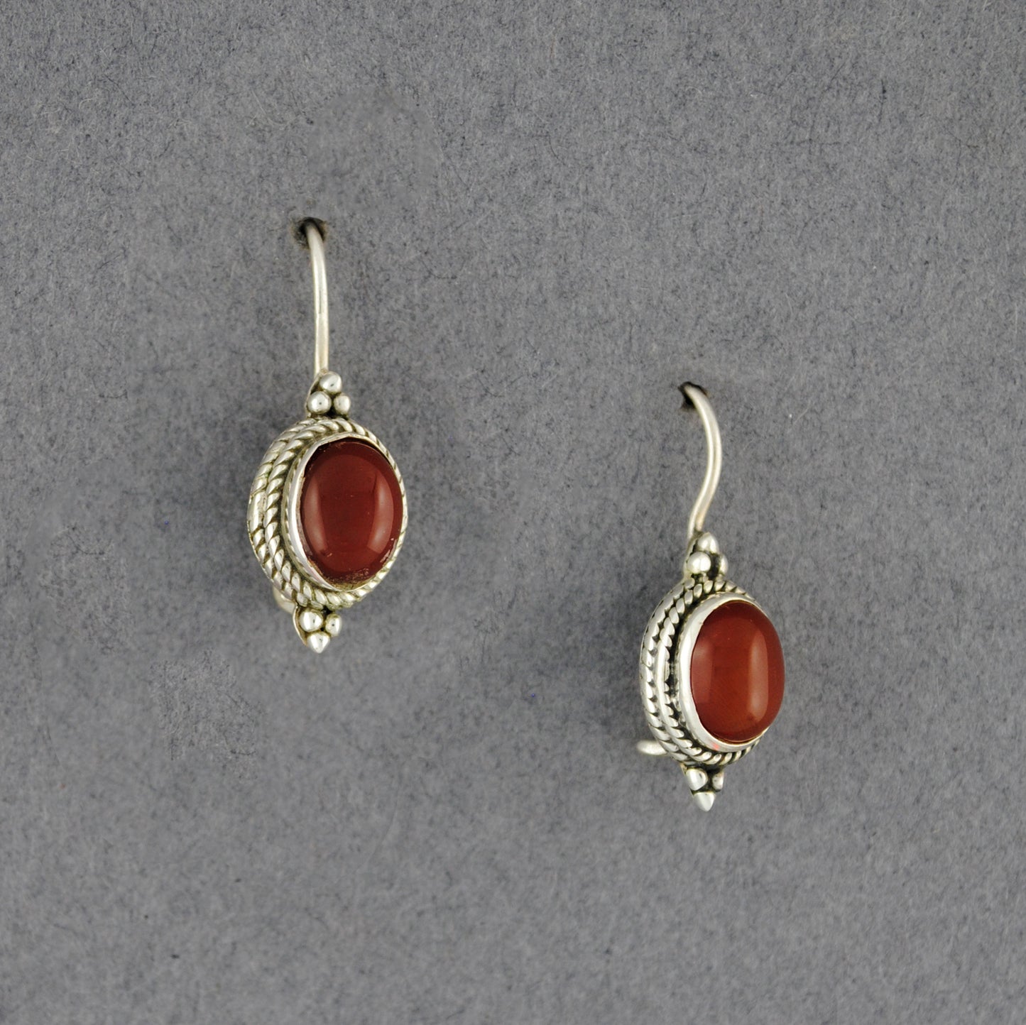 Sterling Silver Carnelian Oval Earrings