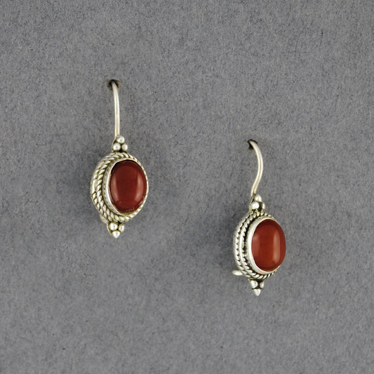 Sterling Silver Carnelian Oval Earrings