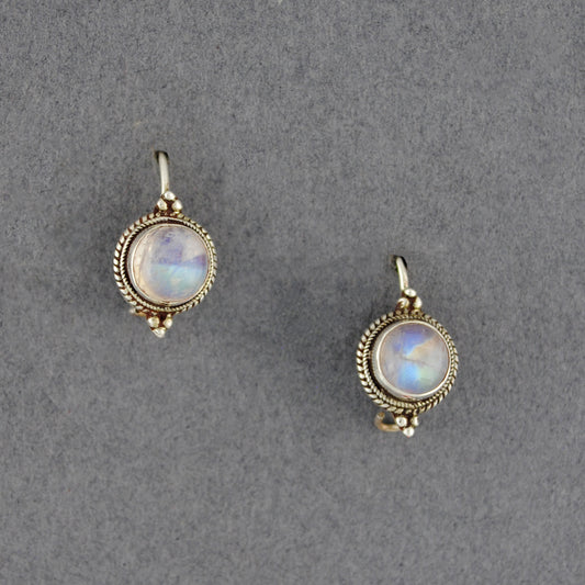 Sterling Silver Moonstone Circle Earrings