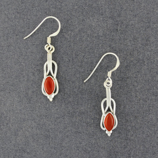 Sterling Silver Carnelian Knot Earrings
