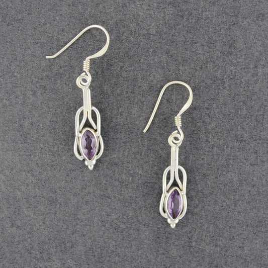 Sterling Silver Amethyst Knot Earrings
