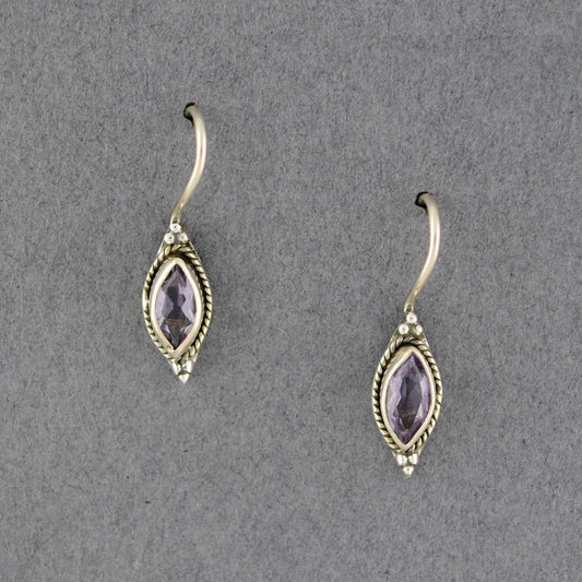 Sterling Silver Amethyst Marquise Earrings