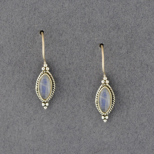Sterling Silver Moonstone Marquise Earrings