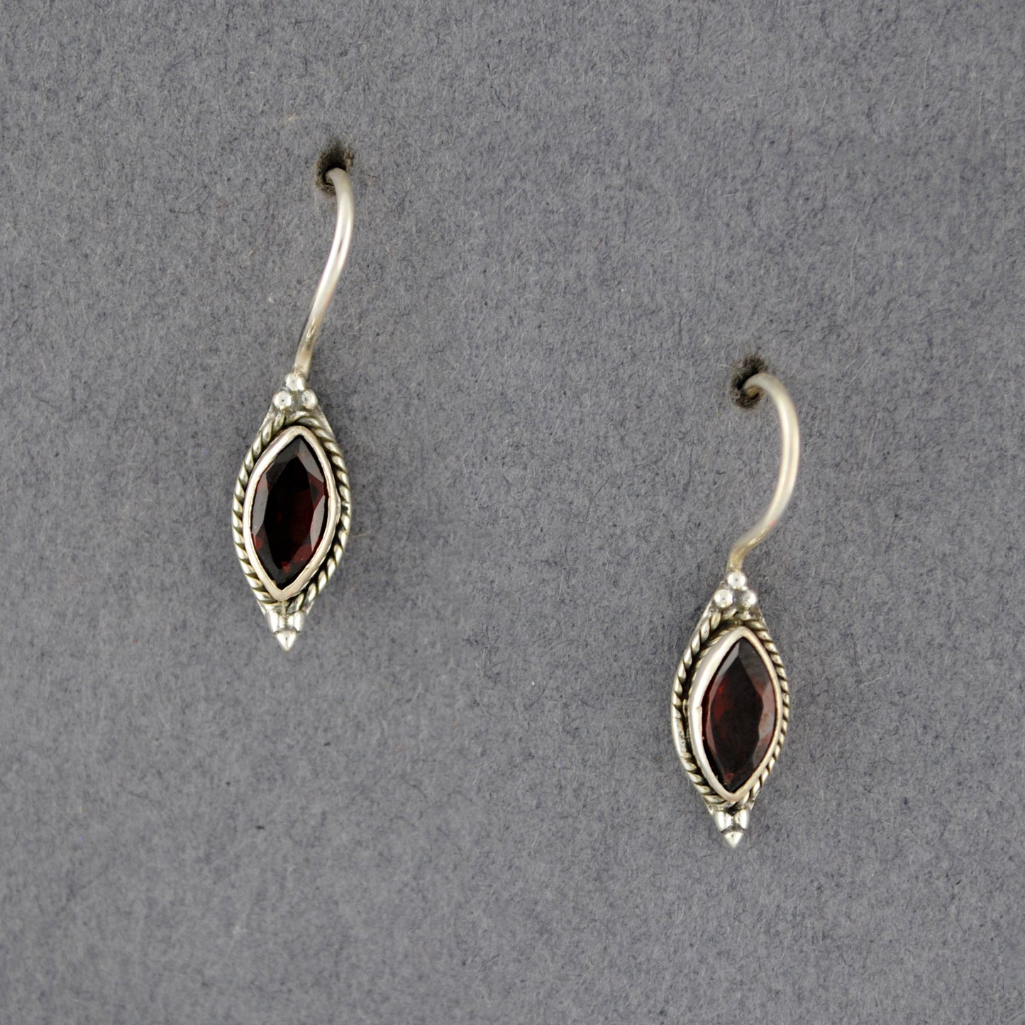 Sterling Silver Garnet Marquise Earrings