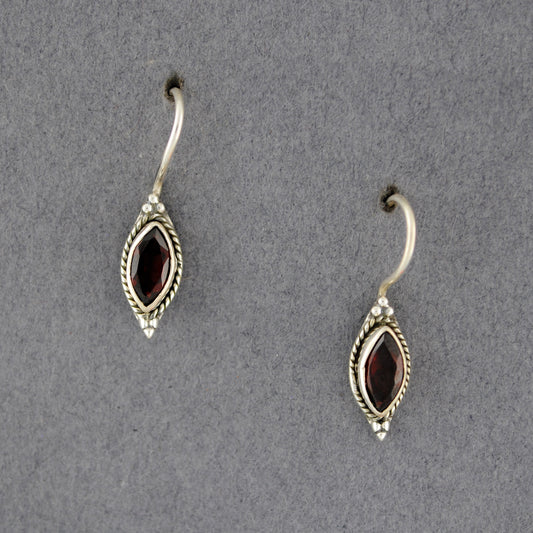 Sterling Silver Garnet Marquise Earrings