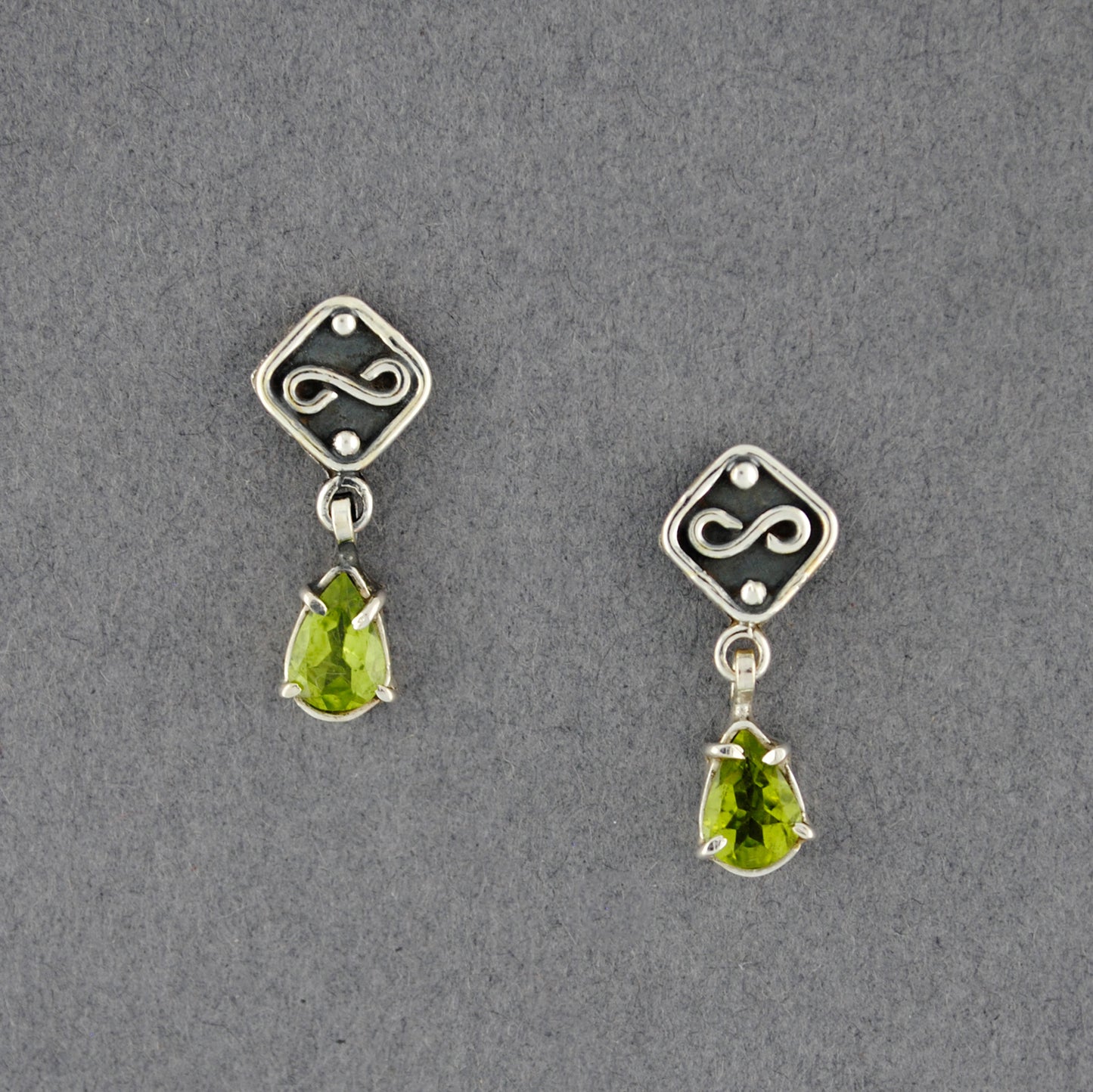 Sterling Silver Peridot Dangle Post Earrings