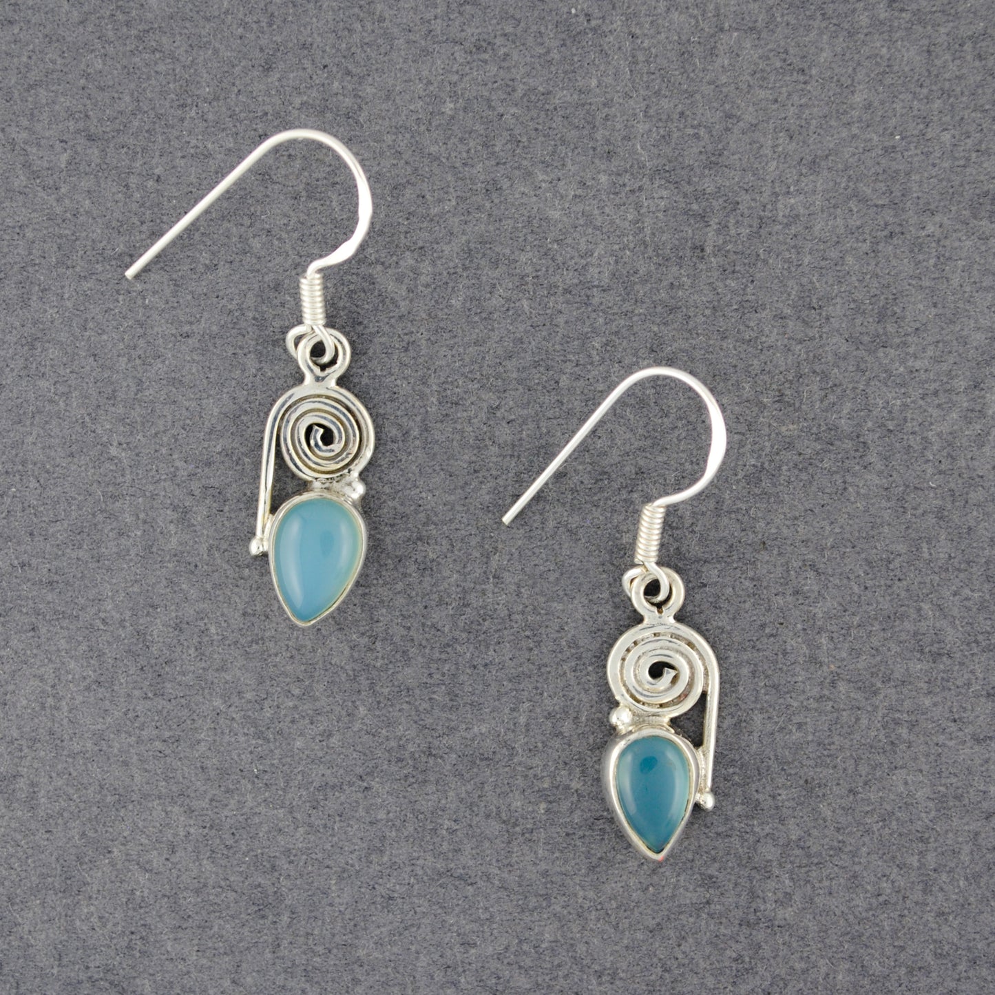 Sterling Silver Chalcedony Spiral Earrings