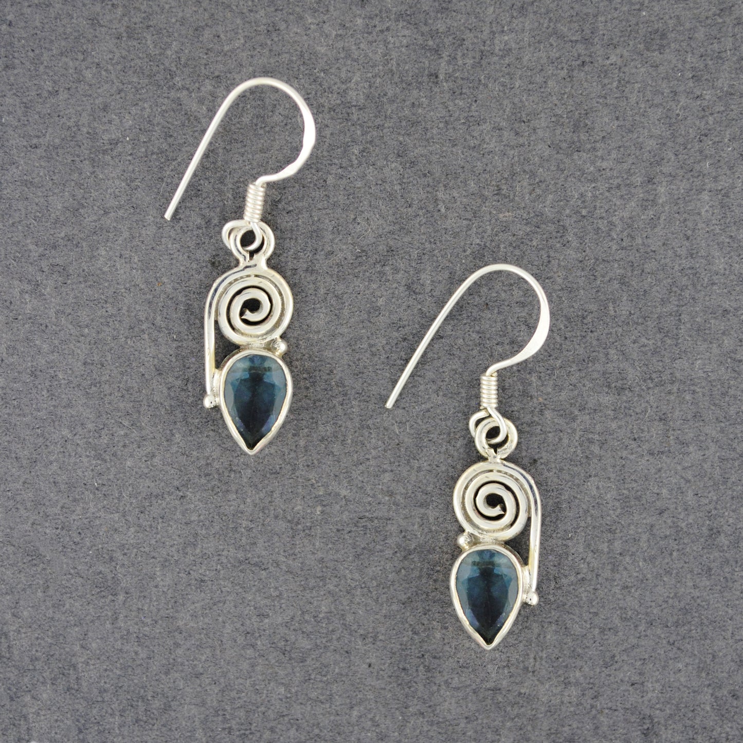 Sterling Silver Blue Topaz Spiral Earrings