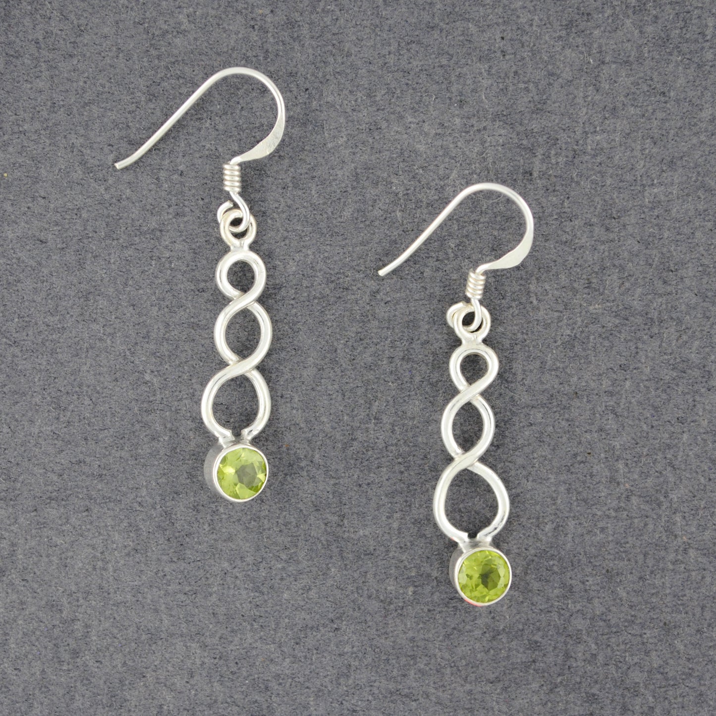 Sterling Silver Peridot Wave Earrings