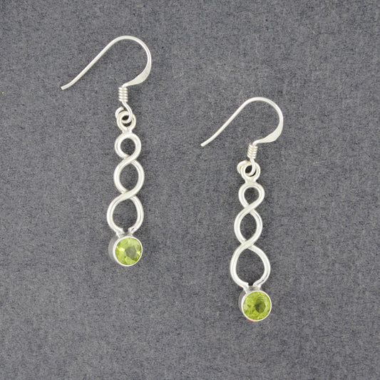 Sterling Silver Peridot Wave Earrings