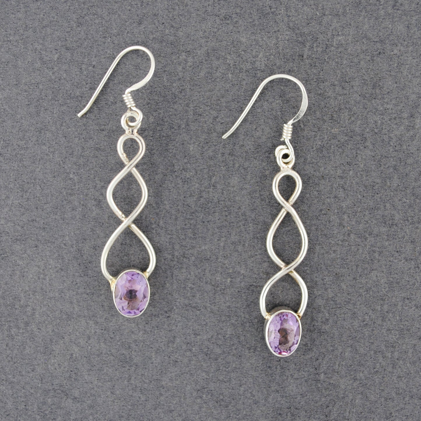 Sterling Silver Amethyst Wave Earrings