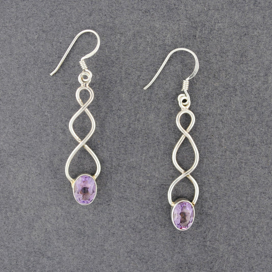 Sterling Silver Amethyst Wave Earrings