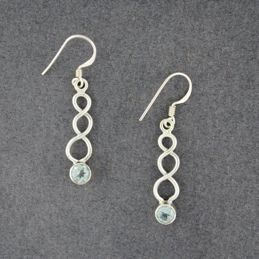 Sterling Silver Blue Topaz Wave Earrings