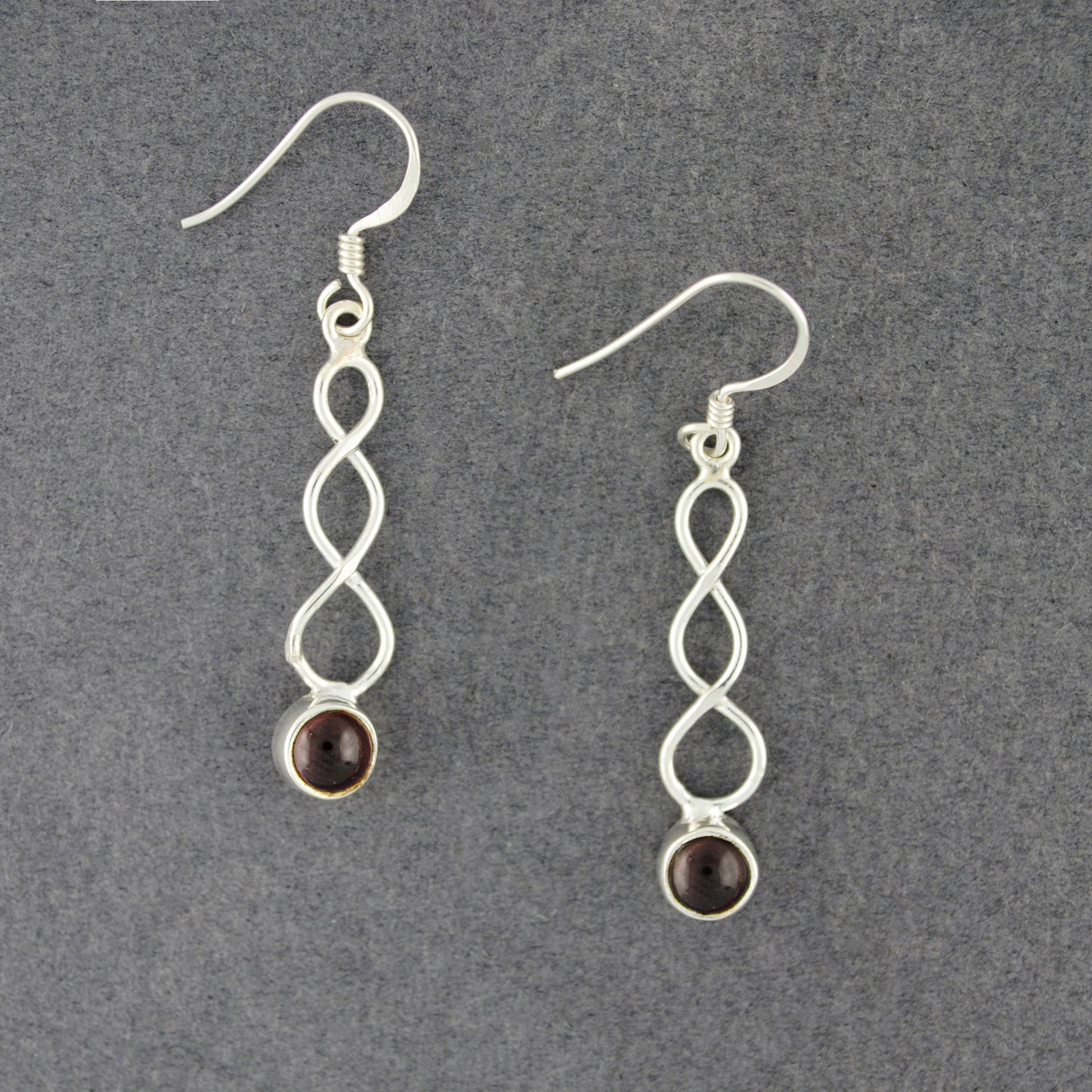 Sterling Silver Garnet Wave Earrings
