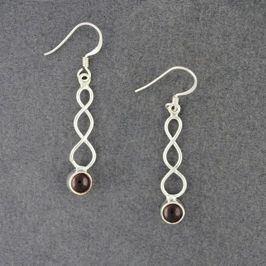 Sterling Silver Garnet Wave Earrings