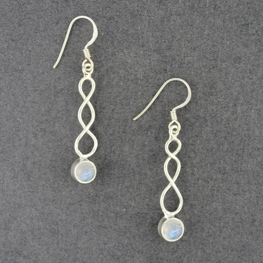 Sterling Silver Moonstone Wave Earrings