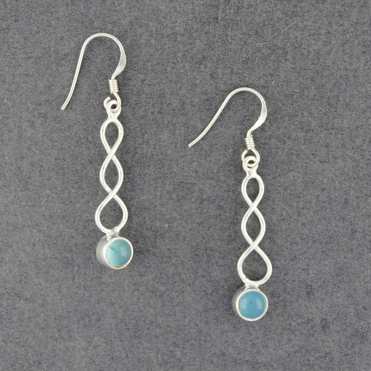 Sterling Silver Chalcedony Wave Earrings