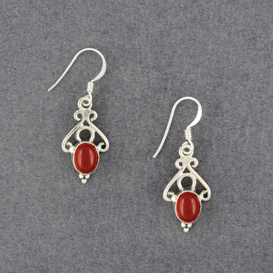 Sterling Silver Carnelian Dangle Earrings