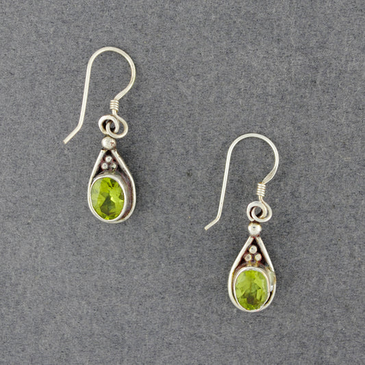Sterling Silver Peridot Teardrop Earrings