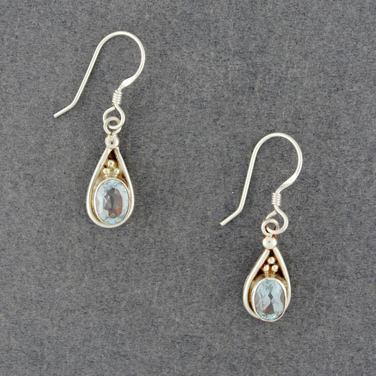 Sterling Silver Blue Topaz Teardrop Earrings